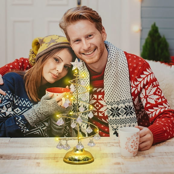 Yannianjz Christmas Tree Lights, Crystal Copper Wire LED Night Light, Decorative Table Lamp for Bedroom Living Room Office Wedding Party Holiday Decor