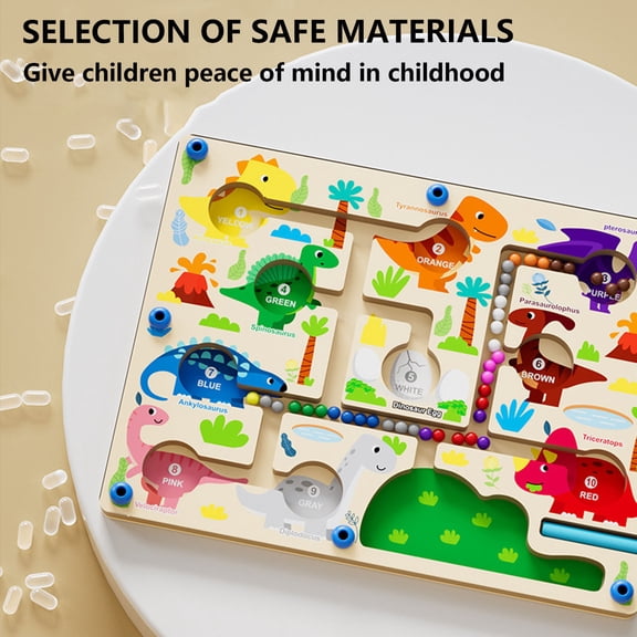Yannianjz Dinosaur Educational Bead Maze, Color Classification Early Education Learning Tabletop GameToyfor Little One, Fine Motor Skills, Hand-Eye Coordination