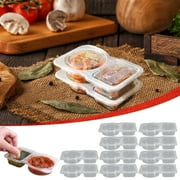 Yannianjz Double Compartment Condiment Containers 10pc, Plastic Portion Cups With Lids, 2 Pocket Snack Containers for Salad Dressing Sauce Dip, Single Serve Meal Prep To Go Containers for Lunch