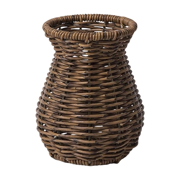 Yannianjz Handmade Woven Vase, Boho Chic Decorative Vase for Flower Arrangement, Rattan Style Home Decor Centerpiece for Living Room Cabinet Tabletop Photography Prop