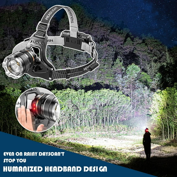 Yannianjz Induction Headlight, Strong Long-Range P50 Bright Headlamp, Hands-Free Adjustable Headlight for Night Fishing Mining Camping Outdoor Work