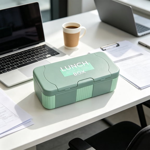 Yannianjz Interchangeable Divider Bento Lunch Box, Large Microwave Safe Portable Food Container, Plastic Meal Prep Lunchbox with Inserts Cutlery, for Office Work Study Leftovers