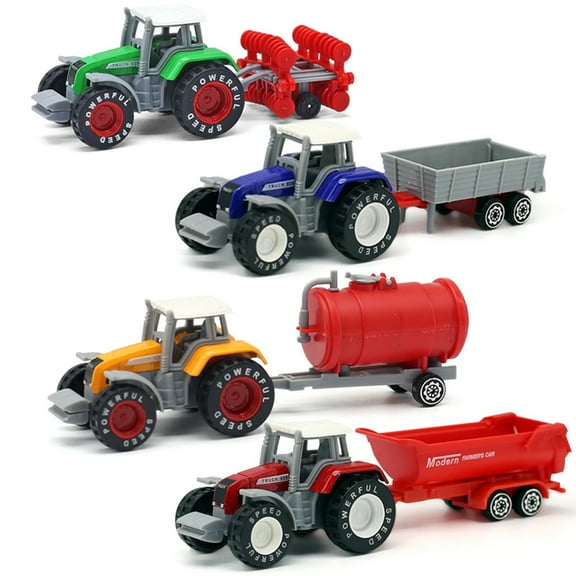 Yannianjz Kids Toys Under $5 Farm Tractor Toys, Tractor Toys with Trailers for Kids 3-5 Farm Tractors and Truck Toys for Toddlers Boys 3 4 5 6 7 8 Birthday Gift & Cake Toppers