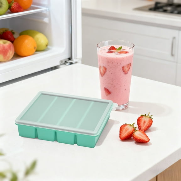 Yannianjz Large Ice Maker Molds, Food Grade Silicone Ice Tray With Lid, Extra Large Ice Maker Maker For Whiskey Cocktails, Reusable Freezer Ice Storage Box For Refrigerator Home Bar Kitchen