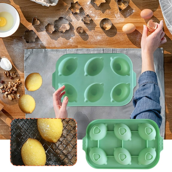 Yannianjz Lemon Cake Molds, 6-Cavity Silicone Baking For Fondant Chocolate Pudding, DIY Cake Decorating Tools For Birthday Wedding Desserts Kitchen Baking Supplies