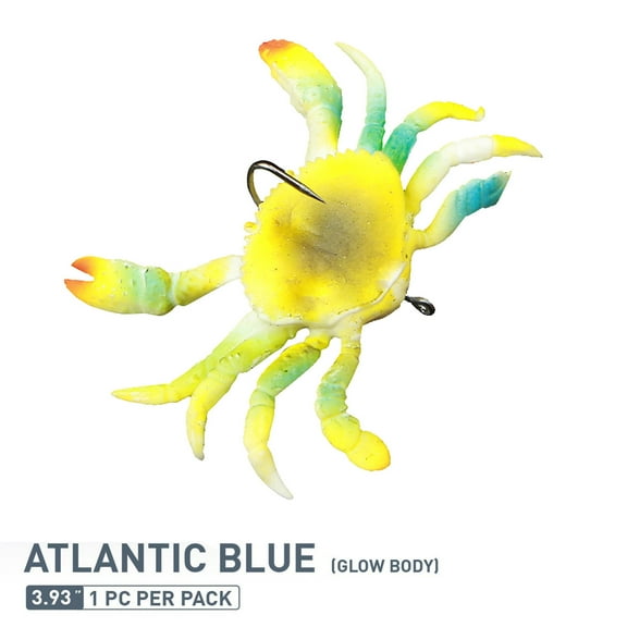 Yannianjz Luminous Crab Fishing Bait, 10cm Simulation Hook Crab Decoy with Realistic Swimming Action, Soft Plastic Sea Fishing Lures for Saltwater Freshwater Bass Trout