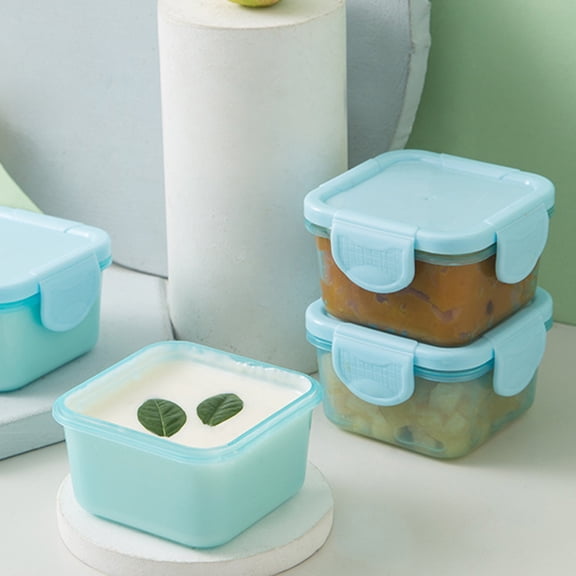 Yannianjz Mini Food Storage Containers with Lids, Plastic Clear Square Snack Dispenser Boxes, Thickened Thermal Food Keeper for Lunch Bento Picnic Travel