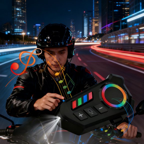 Yannianjz Motorcycle Helmet Bluetooth Intercom, Long Range Noise Reduction Built-in Microphone Integrated Earphones for Riders, Communication, Group Riding