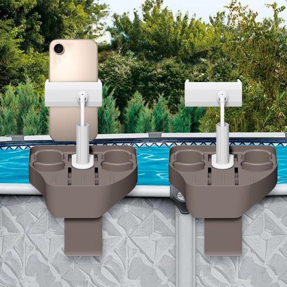Yannianjz Pool Accessory Caddy, Adjustable 3 in 1 Cup Holder Phone Stand, Inflatable Pool Drink Tray for Spa Hot Tub, Floating Shelf for Drinks