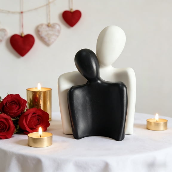 Yannianjz Romantic Wedding Anniversary Gift, Black And White Hanging Couple Statues Ornaments, Plastic Home Decor For Bedroom Office Living Room Wall Decoration
