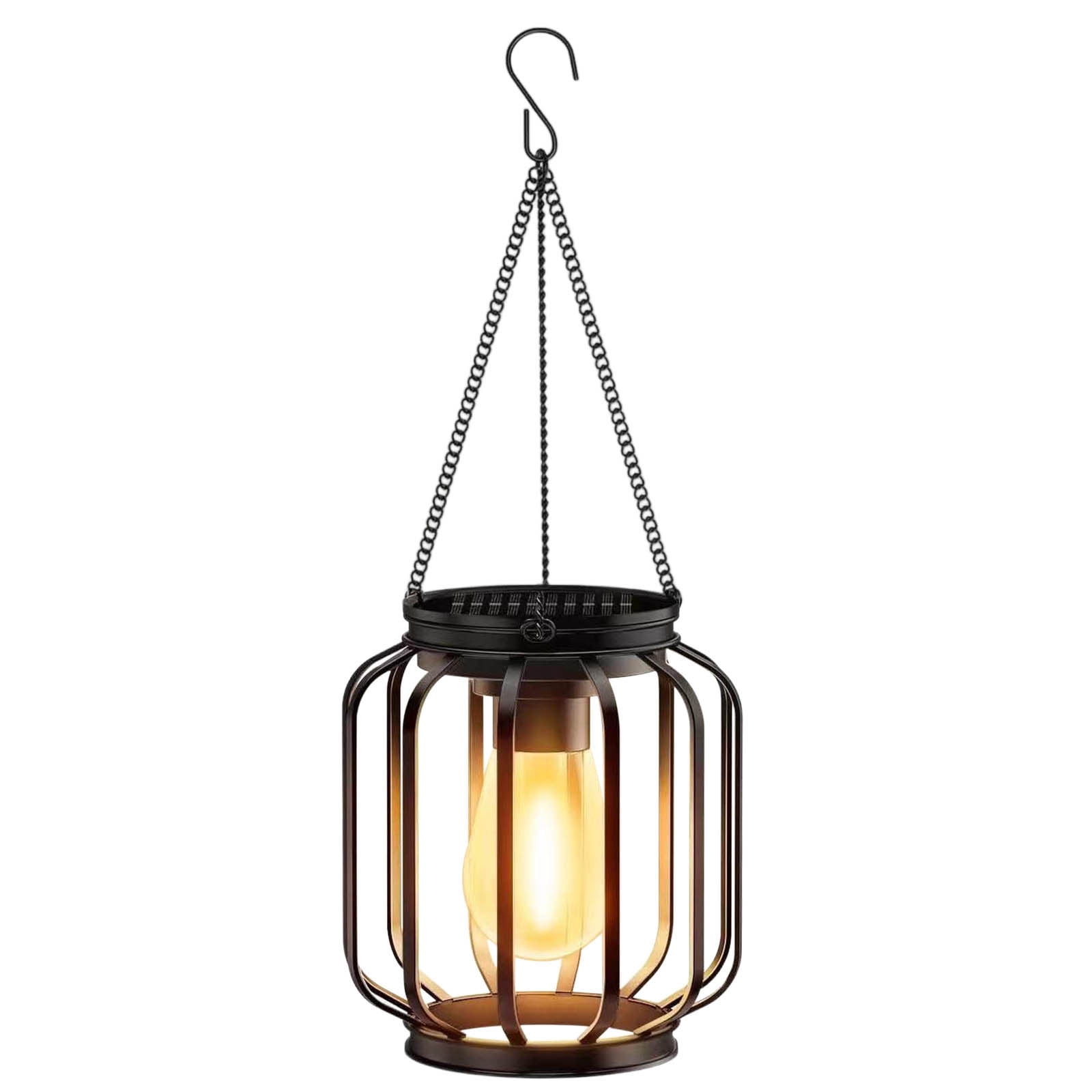 Yannianjz Solar-Powered Iron Chandelier, Rust-Resistant Vintage Planar Design, Outdoor Courtyard Lighting Fixture for Garden, Patio, Porch