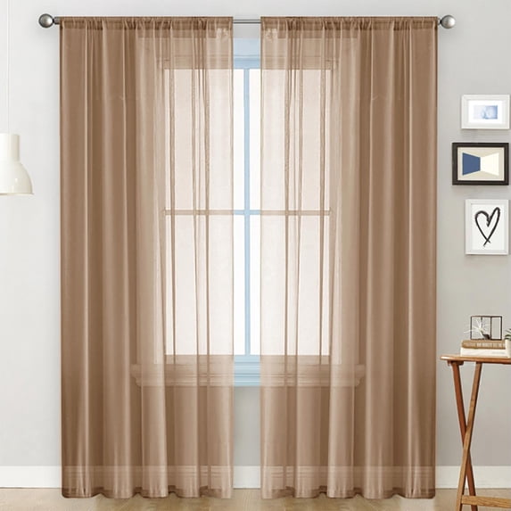 Yannianjz Solid Color Semi Sheer Curtains, Rod Pocket Curtains for Living Room, Light Filtering Window Drapes 83x51 Inch
