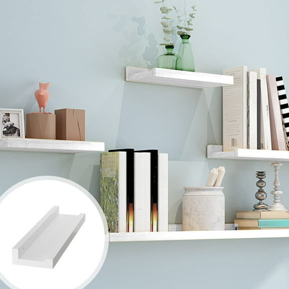 Yannianjz Solid Wood Shelves, Wall Mounted Load Bearing Floating Shelves, No Nail Glue Decorative Storage Racks for Living Room Bedroom Kitchen Office