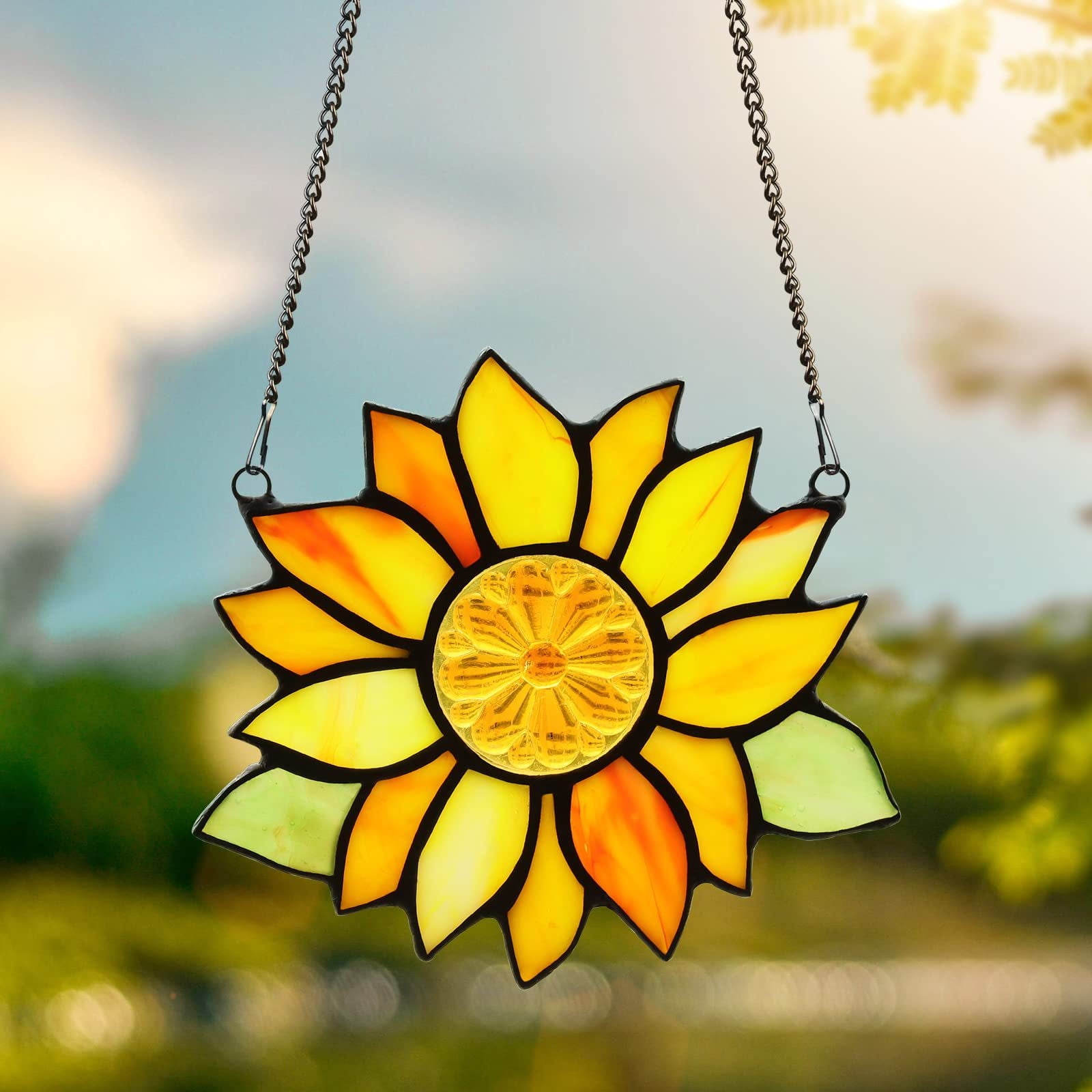 Yannianjz Sunflower Wind Chime Pendant, Colorful Acrylic Window Hanging Decor, Outdoor Garden Wind Chimes for Living Room, Bedroom, Courtyard