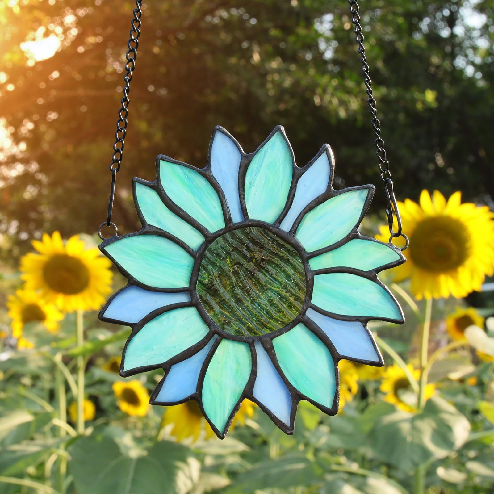 Yannianjz Sunflower Wind Chime Pendant, Colorful Acrylic Window Hanging Decor, Outdoor Garden Wind Chimes for Living Room, Bedroom, Courtyard