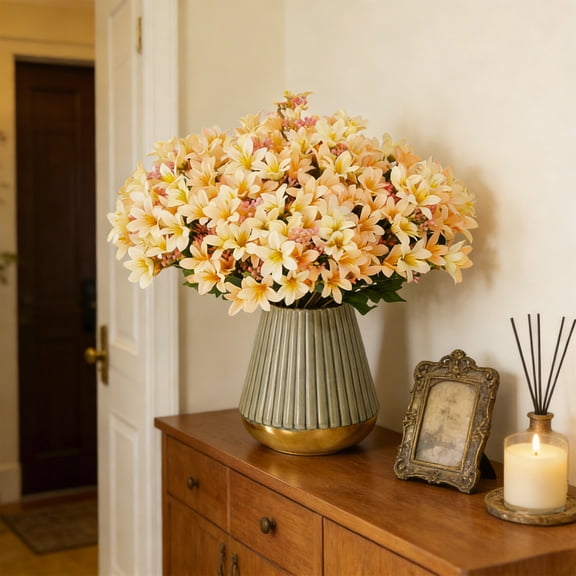 Yannianjz Synthetic Lilies Imperial Lily Style, Nuptial Decorations Family Room Focal Pieces, Artistic Floral Arrangements, Authentic Silk Lilies, False Flower Branches, Residential Decor Synthetic