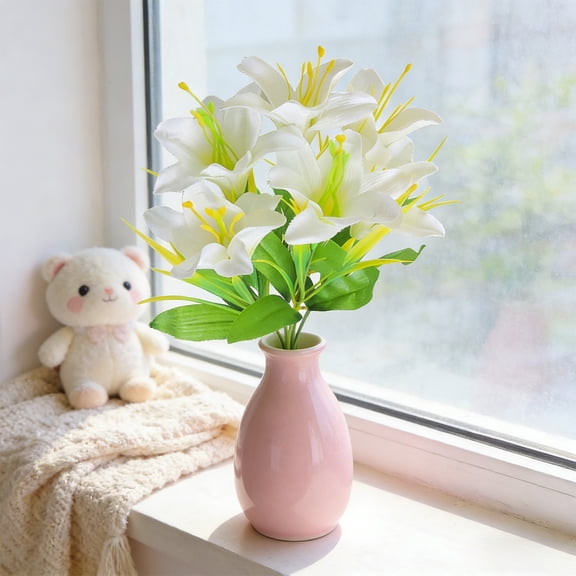 Yannianjz Synthetic Lily Flowers, Nuptial Decorations Family Room Focal Pieces, Artistic Floral Arrangements, Authentic Silk Lilies, False Lily Branches, Residential Decor Synthetic Flora, Vessel