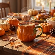 Yannianjz Thanksgiving Halloween Pumpkin Mug, Handmade Ceramic Coffee Cup, Cute Seasonal Drinkware for Office Home Holiday Gift