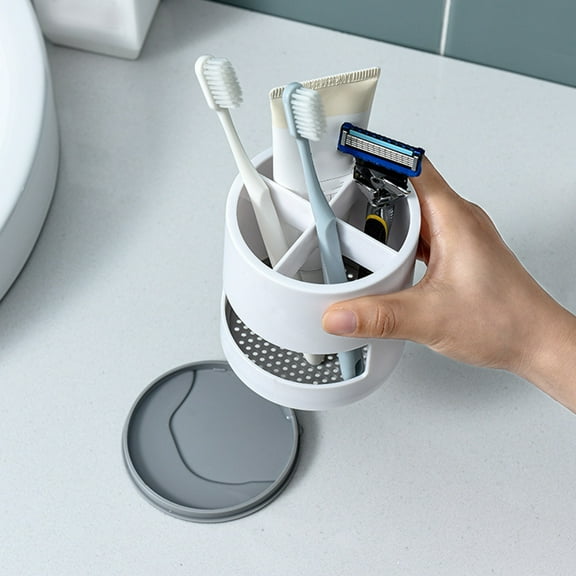 Yannianjz Toothbrush Holder with Drainage, Bathroom Countertop Organizer Stand, Ventilated Drying Shelf for Razor, Cosmetic Brush, Toothpaste, Vanity