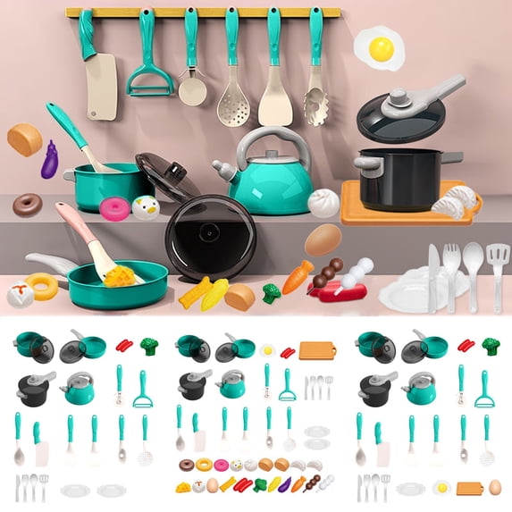 Yannianjz Toys Under $5, 3Pcs KidsPlay Kitchen CuttingToy, Pretend Food Slicing Play Set, Realistic Plastic Fruits Vegetables Cookware, Educational CookingToysfor ToddlersChildren