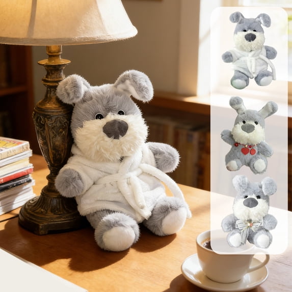 Yannianjz Toys Under $5, 3Pcs Schnauzer Plush Stuffed AnimalToy, 8 Inch Wedding Throw Puppy Doll, Soft Short Plush Dog Gift for Bridal Shower Party Decoration
