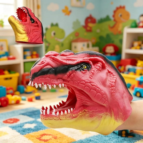 Yannianjz Toys Under $5, Dinosaur Hand Puppet Gloves, Soft Rubber T-Rex Triceratops Shark Simulation ArmToys, Realistic 3D Dino Animal Model forKidsInteractive Role Play