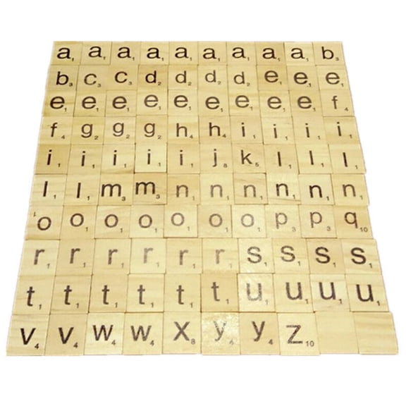 Yannianjz Toys Under $5, Wooden Alphabet Tiles, 100 Pcs Letter Wood Squares for Spelling Learning, Educational Scrabble Board Game Replacement Pieces, DIY Craft Wall Art Decor