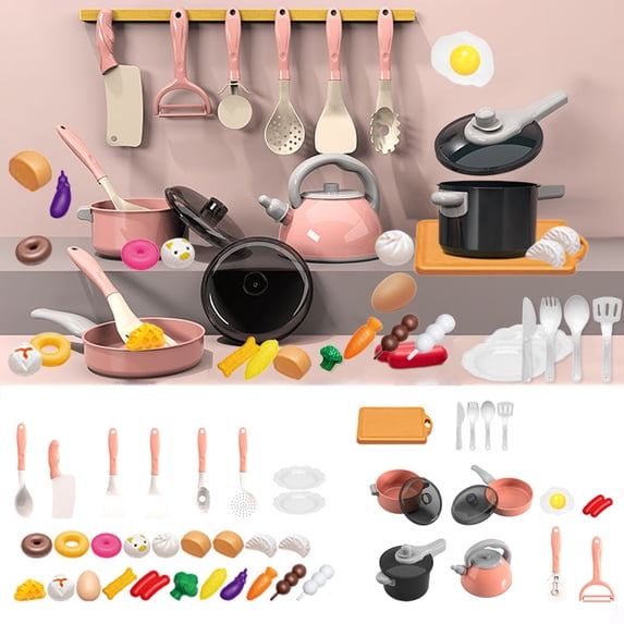 Yannianjz Toys Under $5, KidsKitchen Toy, Realistic Plastic Food Cookware Set, Little One Cooking Utensils forChildrenAge 3+
