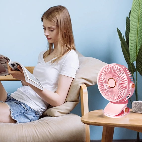 Yannianjz USB Fan, Portable Clip-on Fan 5 Speeds Adjustable, Quiet Personal Cooling Fan for Bedroom Office Desk, Desktop Plug-in Fan for Dormitory Study, Mini USB Powered Fan with Type-C Cable
