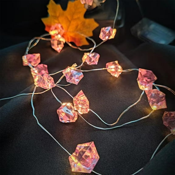 Yannianjz Valentine's Day Decoration, LED Crystal String Lights, Decorative Fairy Lights with Natural Fluorite Stones, Irregular Crystal Stone String Lights for Indoor Outdoor Wedding Bedroom