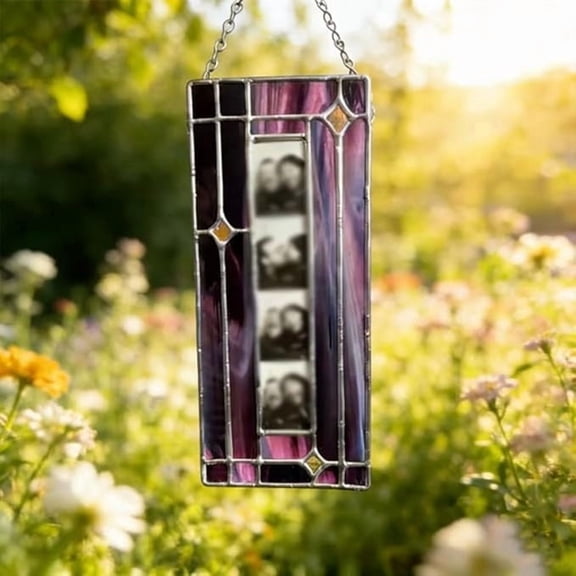 Yannianjz Vertical Hanging Photo Frame, Slim Long Strip Color-Glass Wall Art Frame, Stained-Glass Effect Picture Frame For Wall-Mounted Portraits And Decor