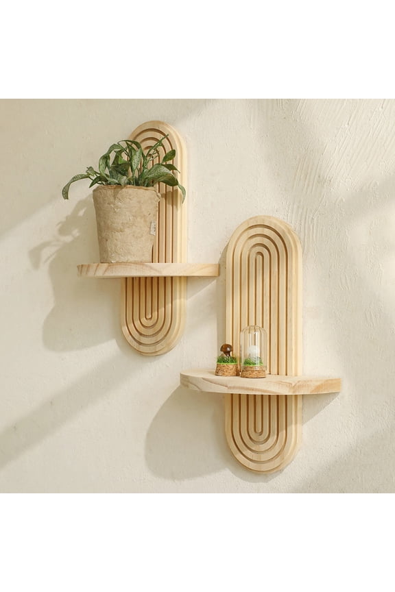 Wall Shelf, Boho Wooden Floating Shelf Rack, Hanging Wall Mount Storage, Small Entryway Key Holder Shelf, Decorative Display Ledge