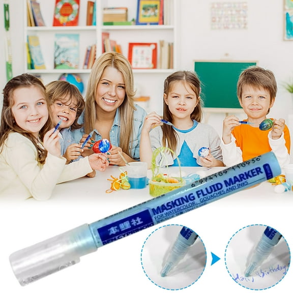 Yannianjz Watercolor Masking Fluid Pen, 0.7mm Fine Tip Art Marker for Watercolor Painting, White Masking Liquid Glue, Artist Supplies for Canvas Paper Sketching