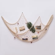 decorative fish netting with seashells 79 x 59 inch Nature Net Wall Decoration Colorful Sea Shells and 10 Pcs Natural Starfish Ocean Themed Mediterranean Style Fishing Net for Beach Party,Wedding,photography Wall Decoration : Home store windows Decorative Fish Net Shells