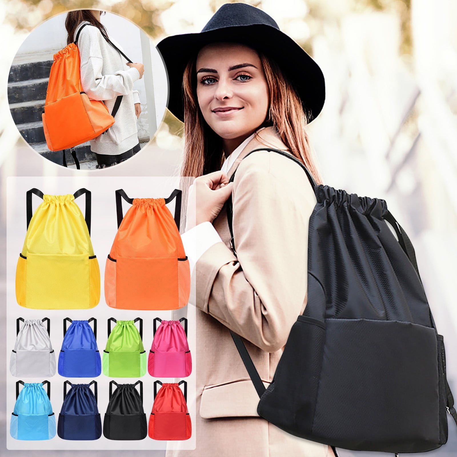 Yannianjz under $5 Drawstring Backpack Waterproof Gym String Bag for ...