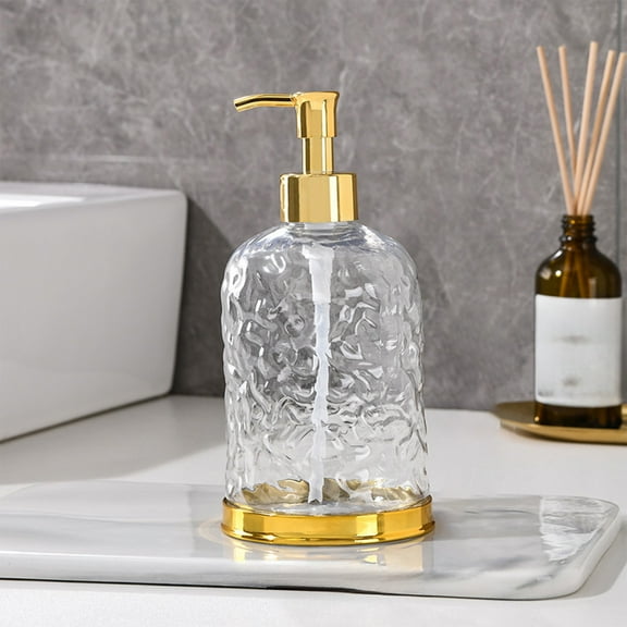 Yannianjz under $5 Foam Soap Dispenser, 450 ml Refillable Pump with Golden Top, Elegant Foaming Dispenser for Bathroom or Kitchen