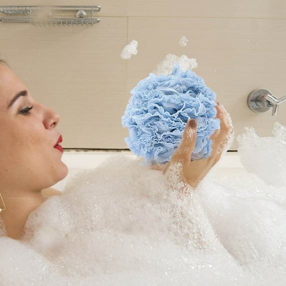 Yannianjz under $5 Loofah Sponge Bath Puffs Shower Scrunchies Mesh Pouf for Shower