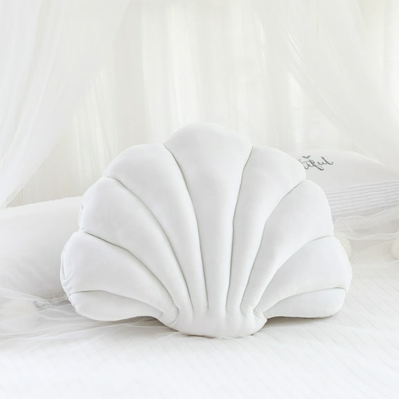 Yannianjz under $5 Seashell Pillow Sea Shaped Decorative Princess Throw Pillow 3D Velvet Soft Ocean Cute Throw Pillows for Bed Couch Chair Sofa Room