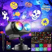 Yannovus Projector Light, Halloween Christmas Slide Projector with Water Wave Effect, 80 Patterns, RF Remote, IP44 Waterproof, 15W RGBW LED for Yard Garden Part