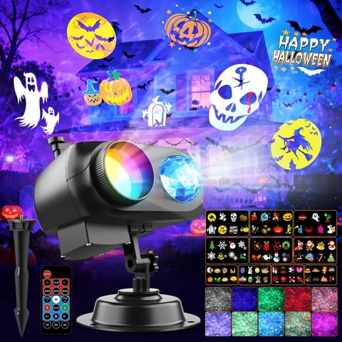 Yannovus 2026 Upgraded Halloween Projector Light, 2-in-1 Moving RGBW LED & 80 Patterns Holiday Projector with Remote Control, Waterproof Lighting for Party, Halloween, Christmas Decorations