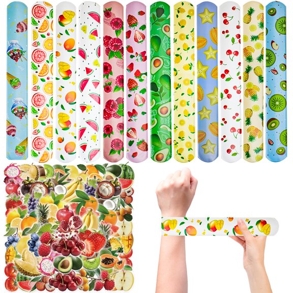 Yanonmyfd 36PCS Happy Birthday Slap Bracelets&Stickers Birthday Theme 24PCS Slap Bracelets 50PCS Stickers Party Favors Basket Bag Filler School Prizes Gifts Party Favors Bulk