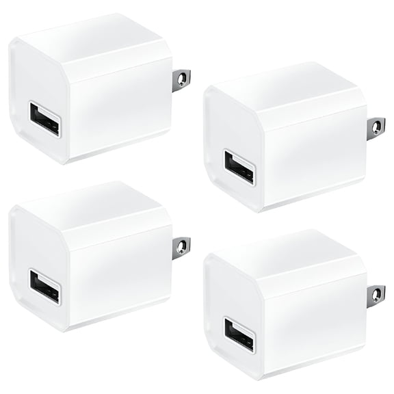 Yanonmyfd 4 Pack: Universal AC USB Wall Charger Cube for for iPhone 11 Pro Max/X/8/7, iPad, Samsung Phones and More USB Charging Block - White