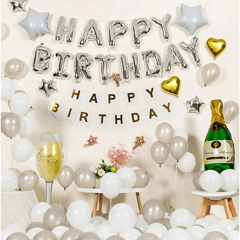 Gold, SIlver & White Streamer Backdrop, Birthday, Party Decor, 1 Piece 