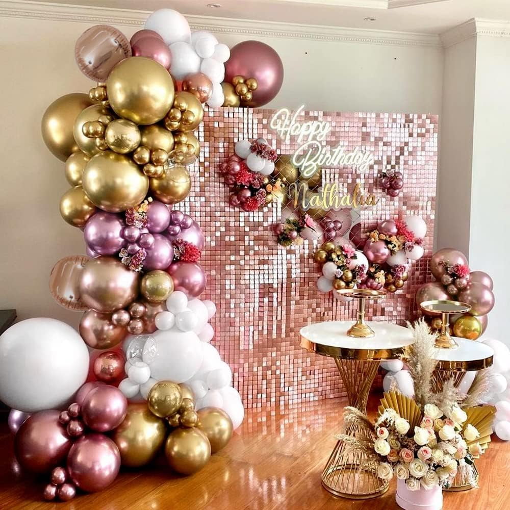 Yansion Rose Gold Balloon Arch Kit with Metallic Balloons