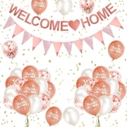 Yansion Rose Gold Welcome Home Decoration Kit, 1 Set of Banners and Balloons
