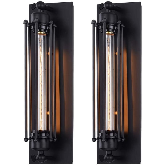 Yansun Industrial 1-Light Black Wall Sconce with LED Bulb