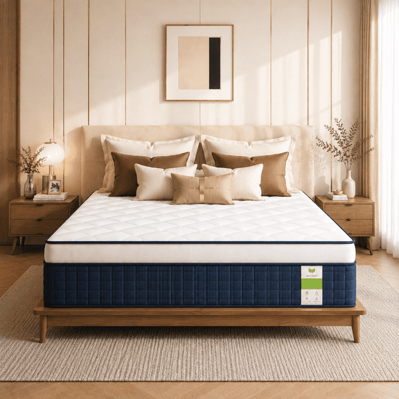 Yantan 12 Inch Queen Hybrid Mattress,Medium Firm Pocket Spring Hybrid Mattress in a Box,Edge Support,Tencel Cooling