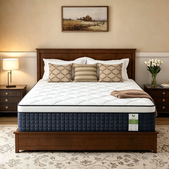 Yantan 12 Inch Queen Hybrid Mattress,Medium Firm Pocket Spring Hybrid Mattress in a Box,Edge Support,Tencel Cooling