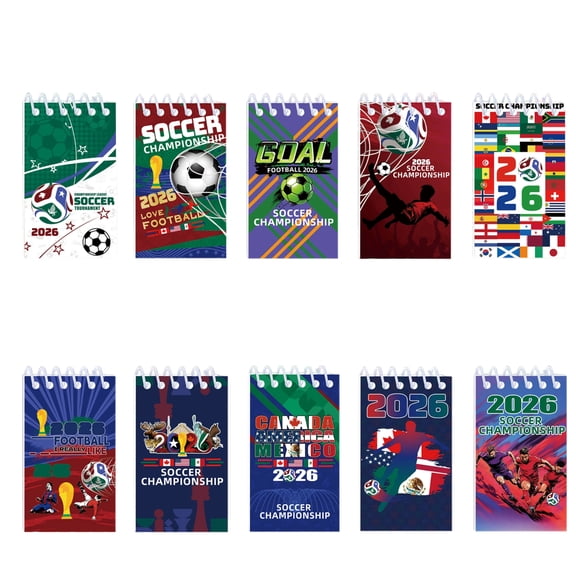 Yanxiao 10 Pack 2026 World Cup Mini Spiral Notebooks, 3.94x2.36 Inch Soccer Themed Pocket Notepads, Portable Small Notebook for Kids School Classroom Rewards Party Favors Fan Gift