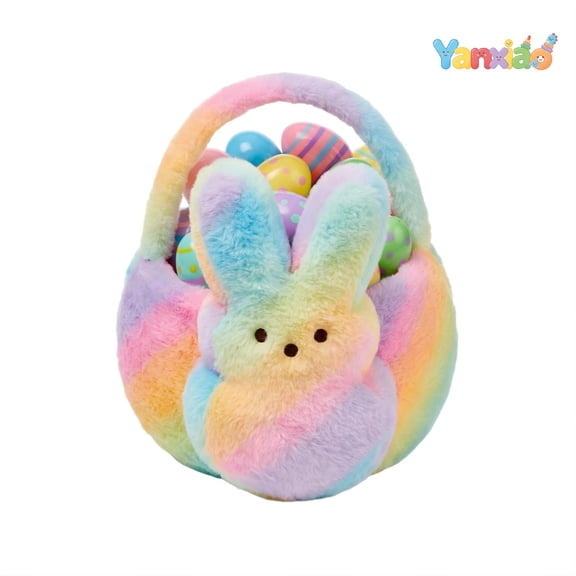 Yanxiao 12" Easter Baskets, Easter Egg Hunt Baskets with Cute Bunny Ears, Cute Easter Bunny Plush Baskets, Easter Gifts Baskets Egg Storages Easter Hunt Baskets for Kids, Children and Girls